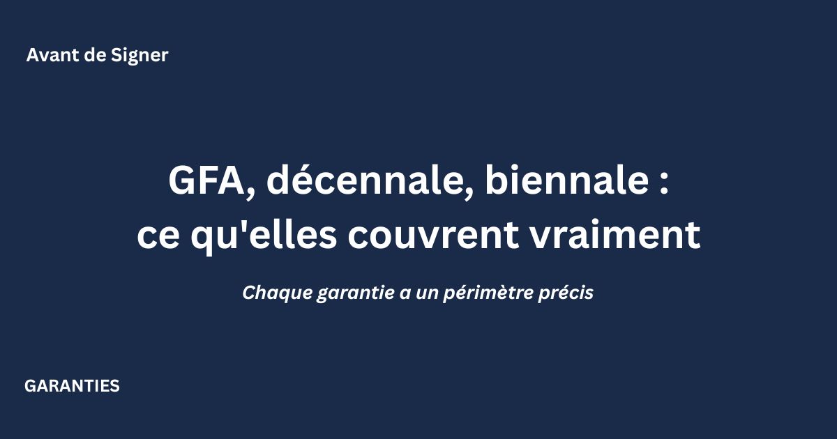 Garanties dans l'immobilier neuf : GFA, décennale, biennale, parfait achèvement